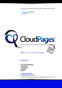 Security Whitepaper  November 2013 Cloud Technology Solutions Lowry House