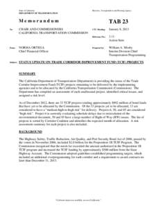 State of California DEPARTMENT OF TRANSPORTATION Business, Transportation and Housing Agency  Memorandum