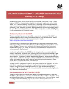 Evaluating the NCI Community Cancer Centers Program Pilot: Summary of Key Findings
