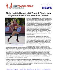 For immediate release Contact:  NEWS Molly Huddle Named USA Track & Field – New England Athlete of the Month for October