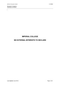 IMPERIAL COLLEGE LONDON  IC HRMS Declaration of Interests – Submitting a Nil Return