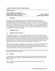 Decision[removed]:  Dow Chemical Application for a Well Licence, Fort Saskatchewan Area