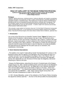 Dallas 2005 Symposium ROLE OF CAPILLARITY IN THE IMAGE FORMATION PROCESS, By Marcel ALONSO, petroleum engineer, Geosciences Expert emeritus with Elf-Aquitaine, past Secretary of CIELT Scientific Committee, Administrator 