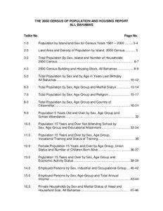 THE 2000 CENSUS OF POPULATION AND HOUSING REPORT ALL BAHAMAS