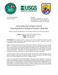 For Immediate Release October 28, 2010 Contacts: Ashley Spratt (USFWS), [removed]Marc Gaden (GLFC), [removed]x. 14