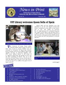 News in Print  University of Santo Tomas MIGUEL DE BENAVIDES LIBRARY  Issue No. 78