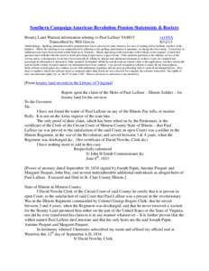 Southern Campaign American Revolution Pension Statements & Rosters Bounty Land Warrant information relating to Paul Laflour VAS815 Transcribed by Will Graves vsl 6VA[removed]