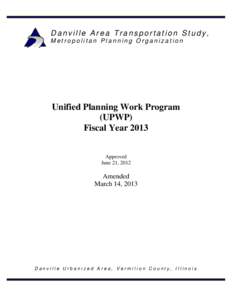 UNIFIED PLANNING WORK PROGRAM