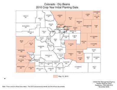 Colorado - Dry Beans 2010 Crop Year Initial Planting Date JACKSON 057  MOFFAT