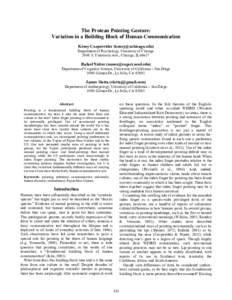 The Protean Pointing Gesture: Variation in a Building Block of Human Communication Kensy Cooperrider ([removed]) Department of Psychology, University of Chicago 5848 S. University Ave., Chicago, IL 60637