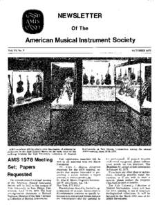 NEWSLETTER Of The American Musical Instrument Society Vol. VI, No.3