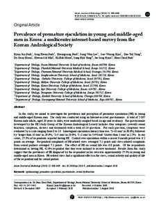 Prevalence of premature ejaculation in young and middle-aged men in Korea: a multicenter internet-based survey from the Korean Andrological Society