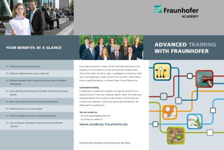 ACADEMY  ADVANCED TRAINING WITH FRAUNHOFER  YOUR BENEFITS AT A GLANCE