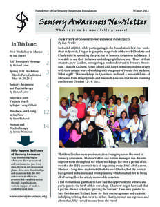 Newsletter of the Sensory Awareness Foundation 