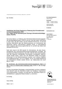 Thüringer Ministerium für Inneres und Kommunales . Postfach Erfurt  laut Verteiler Ihr/e Ansprechpartner/in: Sheila Piquardt