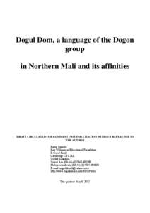Roger Blench / Dogon languages / Dogul Dogon / Kay Williamson