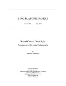 SINO-PLATONIC PAPERS Number 205 July, 2010  Nomad Culture, Greek Style: