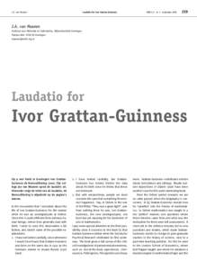 J.A. van Maanen  Laudatio for Ivor Grattan-Guinness