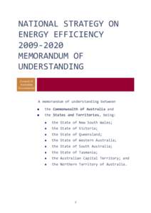 National Strategy on Energy Efficiency[removed]Memorandum of Understanding