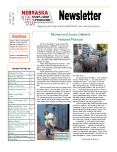 VOLUME 1, ISSUE 4  July/August 2014 Supporting, protecting and promoting Nebraska’s sheep and goat producers