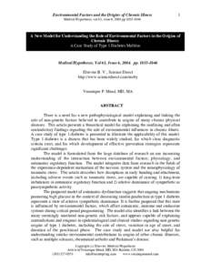 Environmental Factors and the Origins of Chronic Illness  1 Medical Hypotheses, vol 63, issue 6, 2004 pp