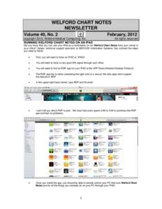 WELFORD CHART NOTES NEWSLETTER Volume 40, No. 2 February, 2012