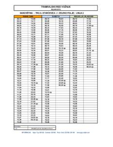 TRAMVAJSKI RED VOŽNJE RUJAN 2013. ĐAKOVŠTINA - TRG A. STARČEVIĆA ( I ZELENO POLJE) LINIJA 2 05,13 05,33
