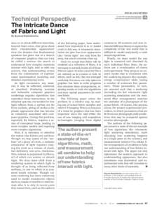 DOI:Technical Perspective The Intricate Dance of Fabric and Light