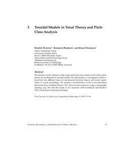 5  Toroidal Models in Tonal Theory and PitchClass Analysis