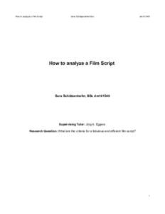 How to analyze a Film Script  Sara Schützenhofer Bsc dm101549