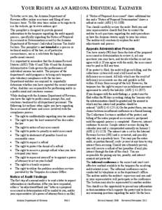 YOUR RIGHTS AS AN ARIZONA INDIVIDUAL TAXPAYER To better serve you, the Arizona Department of Revenue offers online assistance and filing of your business taxes. To file your taxes online or to register to use the website