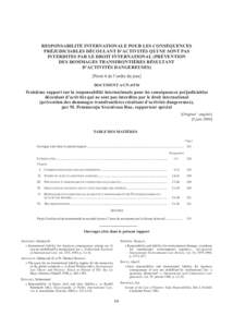 Responsabilité internationale pour les conséquences préjudiciables découlant d’activités qui ne sont pas interdites par le droit international: Troisième rapport sur la responsabilité internationale pour les con