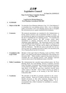立法會 Legislative Council LC Paper No. LS109[removed]Paper for the House Committee Meeting on 23 May 2003 Legal Service Division Report on