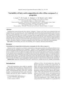 Spanish Journal of Agricultural Research[removed]), [removed]Variability of fatty acid composition in olive (Olea europaea L.)