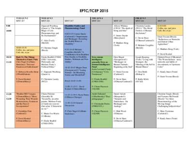 EPTC/TCEP 2015 TUES JUN 2 MNT 207 WED JUN 3 MNT 204