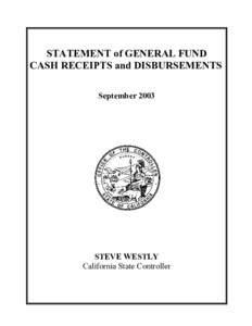 Statement of General Fund Cash Receipts & Disbursements