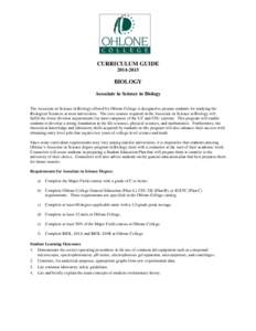 Biology AS DegreeCurriculum Guide - Ohlone College