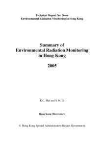 Technical Report No. 26 on Environmental Radiation Monitoring in Hong Kong Summary of Environmental Radiation Monitoring in Hong Kong