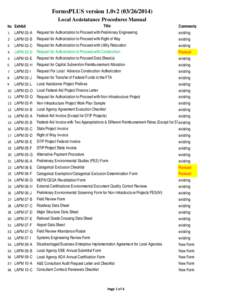 FormsPLUS version 1.0v2[removed]Local Assistatance Procedures Manual Title No Exhibit