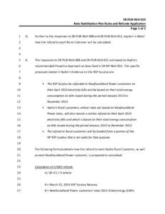 SR‐PUB‐NLH‐019  Rate Stabilization Plan Rules and Refunds Application  Page 1 of 2  1   Q. 