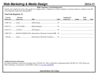 Web Marketing & Media Design[removed]Skills Competency Award Requirements Students must complete all courses with a grade of C or higher or Pass. Candidates for a Skills Competency Award are required to complete at leas