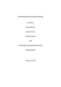 Lessons from the Financial Crisis in Mexico  Remarks by