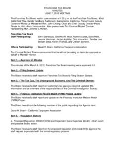 Franchise Tax Board Minutes June 7, 2012 Meeting