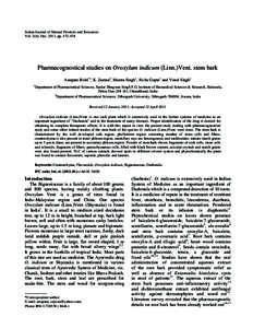 Indian Journal of Natural Products and Resources Vol. 2(4), Dec. 2011, pp[removed]Pharmacognostical studies on Oroxylum indicum (Linn.)Vent. stem bark Anupam Bisht*1, K. Zaman2, Mamta Singh1, Richa Gupta1 and Vinod Sing
