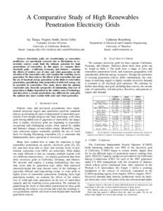 A Comparative Study of High Renewables Penetration Electricity Grids Jay Taneja, Virginia Smith, David Culler Catherine Rosenberg