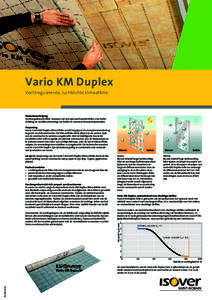 Vario KM Duplex Vochtregulerende, luchtdichte klimaatfolie Productomschrijving Vochtregulerende folie, voorzien van een speciaal kunststofvlies voor luchtdichting en vochtbescherming van lichte en massieve bouwcomponente