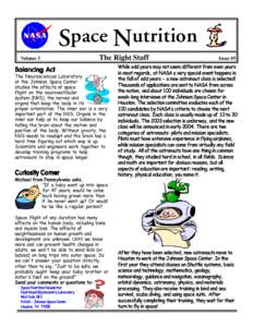 Space Nutrition Volume 3 The Right Stuff  Balancing Act