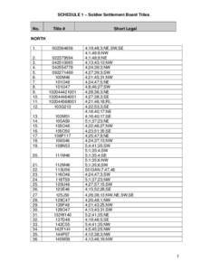 SCHEDULE 1 – Soldier Settlement Board Titles  No. Title #