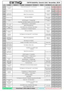 EWTN RadioPlus Generic Grid: November, 2014 ET SUNDAY  12:00am