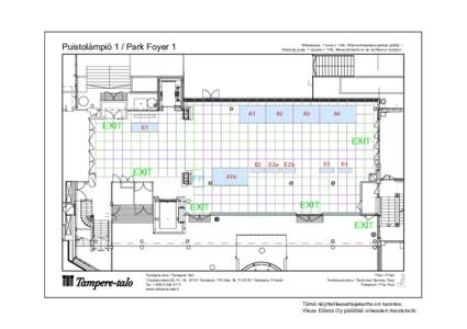 Puistolämpiö 1 / Park Foyer 1  Mittakaava: 1 ruutu = 1m2, Mitat tarkistettava paikan päällä. / Drawing scale: 1 square = 1m2, Measurements to be verified on location.  A1